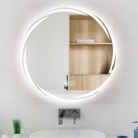 YOSHOOT 60 cm Kerek Fürdőszobai Tükör LED Világítással, Páramentesítő Funkcióval, Érintőgombos, Fényerőszabályozható, 3 Színhőmérséklet, IP4 6