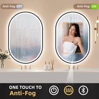 STARLEAD Ovális LED Fürdőszobai Tükör 90x60 cm - Bluetooth Hangszóróval, Fényerőszabályzással, 3 Színhőmérséklettel, Páramentesítővel, Feket 3