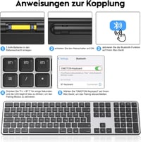 OMOTON Bluetooth Billentyűzet és Egér Mac-hez, Vezeték Nélküli QWERTZ, Szürke - Room grey 9