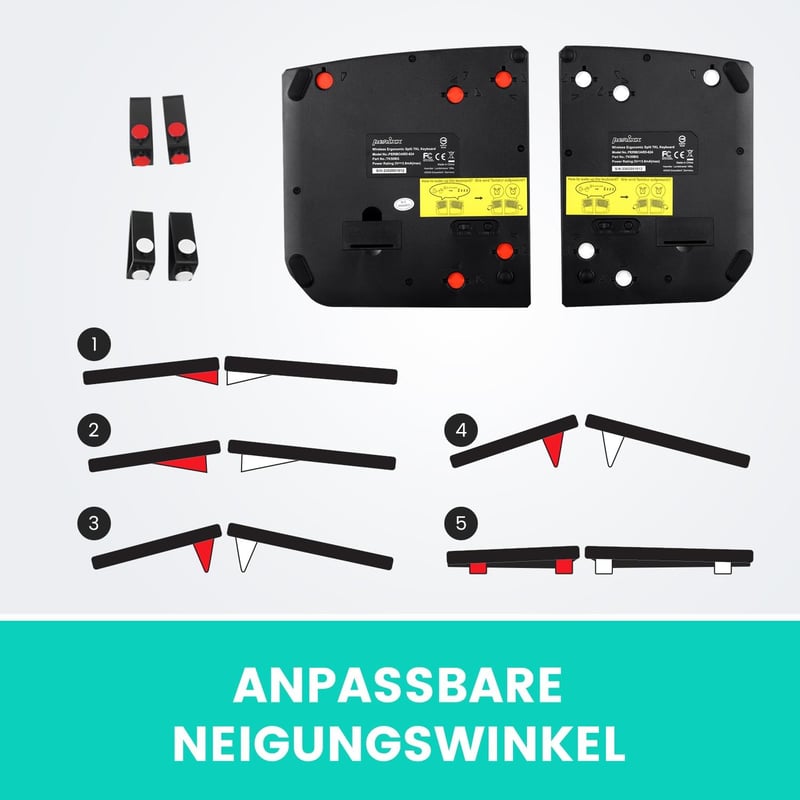 Perixx PERIBOARD-624B Wireless Ergonomic Split Billentyűzet QWERTZ, Fekete