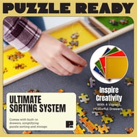 Hordozható Puzzle Tároló Asztal 1000/1500 Darabos Kirakókhoz - 4 Fiókos, Szőnyeggel 3