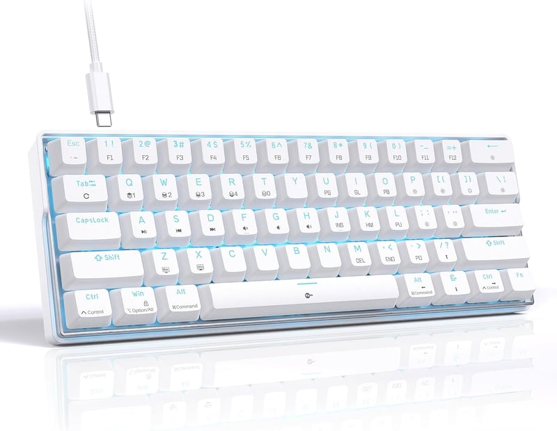KEMOVE K61SE 60% Kompakt Gamer Billentyűzet, Piros Kapcsolók, LED Háttérvilágítás, Fehér