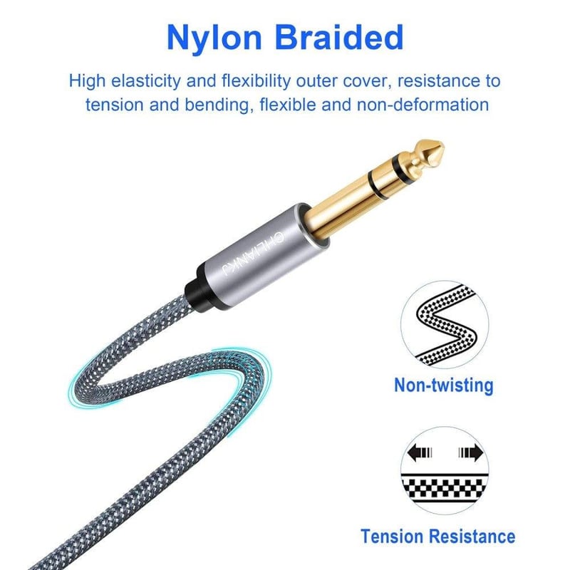 Nylon fonott gitárkábel 6.35 mm-es jack - Elektromos gitárhoz