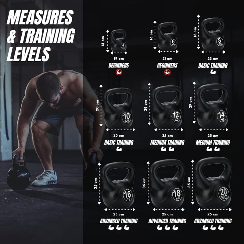 MAGIC SELECT 14 kg-os betonból készült ergonomikus kettlebell súlyzó otthoni és edzőtermi edzéshez