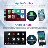 Podofo 1 DIN Autórádió 7" Kihúzható Érintőképernyővel - Apple CarPlay és Android Auto Támogatás, Bluetooth, FM, Tolatókamera 3