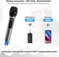 Bietrun UHF vezeték nélküli mikrofon Bluetooth-szal, hangeffektekkel, karaokéhoz és partikhoz 2