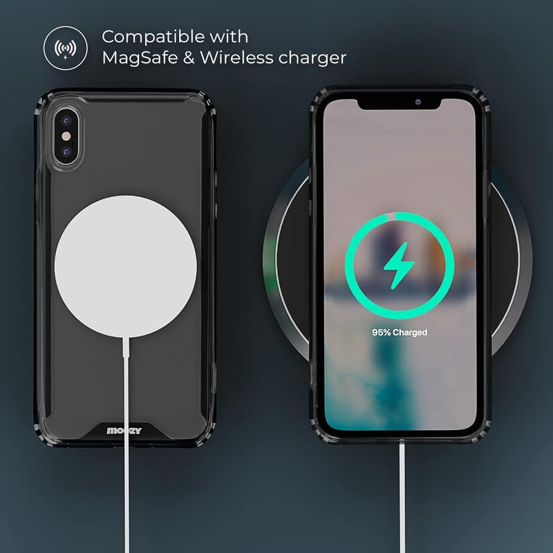 iPhone X/XS Ütésálló Védőtok - Átlátszó, Fekete Kerettel