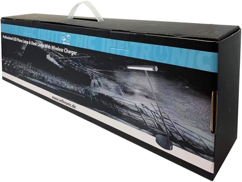 BootyBay IN78LEDKLG1 Alumínium Zongoralámpa 78 LED-del - Asztali Lámpa Vezeték Nélküli Töltéssel, Fényerőszabályzóval, USB-A Porttal, Matt A