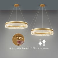 KSIBNW Állítható Fényerejű LED Függőlámpa - 36W Modern Arany Gyűrű Csillár Nappaliba, Étkezőbe - 50cm Átmérőjű Akril-Fém Mennyezeti Lámpa 5