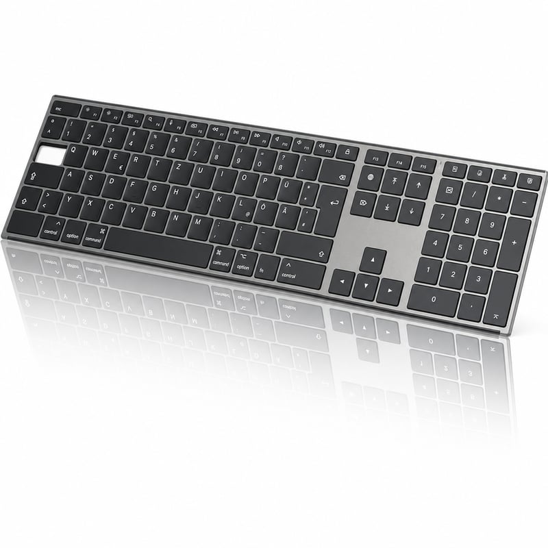 Tastatură Bluetooth din aluminiu OMOTON, wireless, compatibilă cu Mac, ergonomică — tastă Tab lipsă (stare: vezi a 2-a imagine)