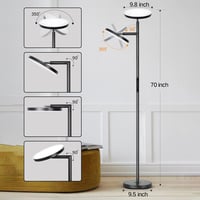 OUTON 2 az 1-ben LED Állólámpa 30W/3000LM - Távirányítós, Érintésvezérelt, 4 Színhőmérséklet, Időzítő, Olvasólámpa Nappaliba, Hálóba, Irodáb 6