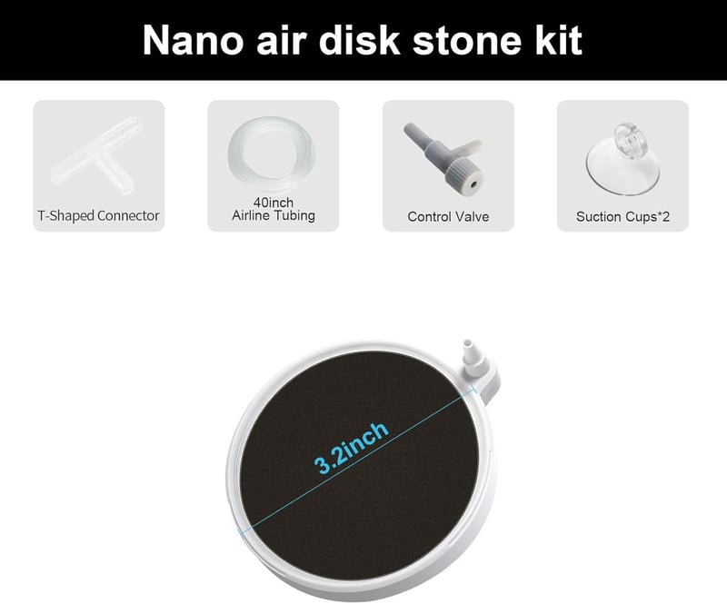 boxtech Nano buborékos levegőkő készlet akváriumhoz, 80 mm-es szuper diffúzor