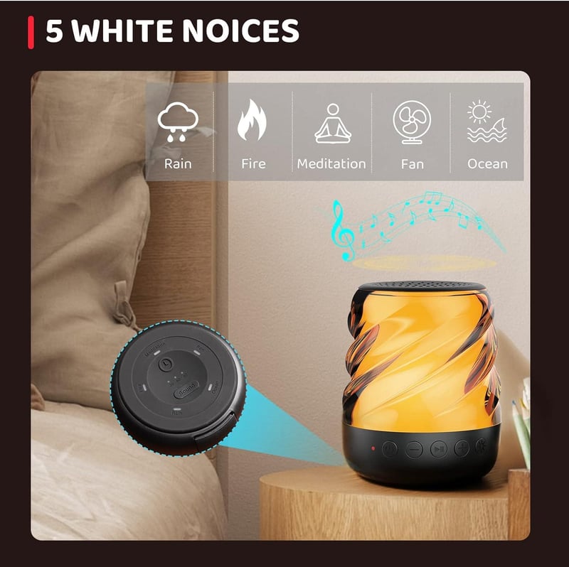 Fehér Zaj Gép 3 az 1-ben: Bluetooth Hangszóró és Hangulatfény Alvássegítő