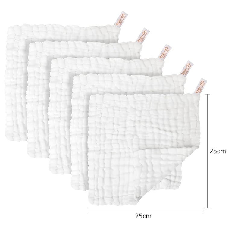 Koo-dib 6 rétegű muszlin babatörlőkendő, 10 db-os szett, 25x25 cm
