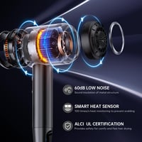llano Ion Hajszárító Diffúzorral, Negatív Ionos Technológia, 19 m/s Légáramlás, Szürke 11