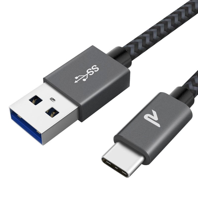 RAMPOW 2m Szürke Fonott USB-A/C Gyorstöltő Kábel - Újracsomagolt