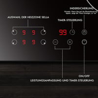 Karinear 60 cm-es üvegkerámia főzőlap 4 égővel, 6000 W, gyermekzár és időzítő 2