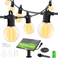 ZOTOYI Napelemes LED Fényfüzér 30m - 50+2 G40 Izzóval, IP65 Vízálló, 4 Világítási Móddal, Kert, Terasz, Esküvő Dekorációhoz, Meleg Fehér 1