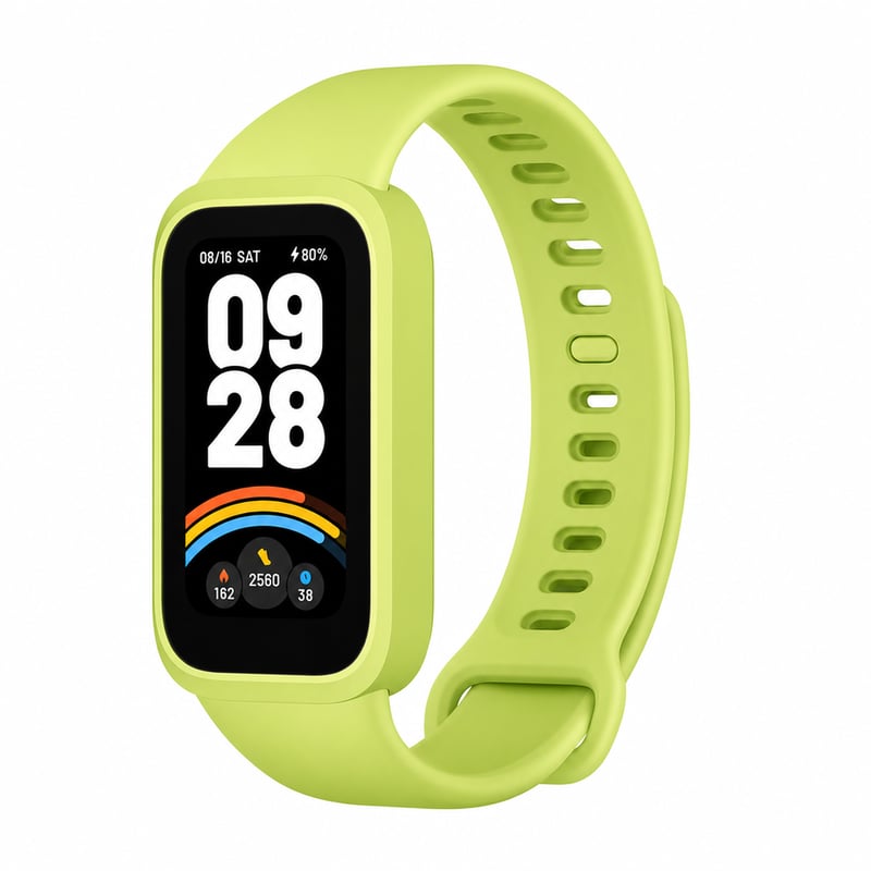 Xiaomi Smart Band 9 Active okoskarkötő zöld, 37 mm TFT kijelző, 5ATM vízálló, 18 napos — töltőkábel nélkül (állapot: lásd a 2. képet)