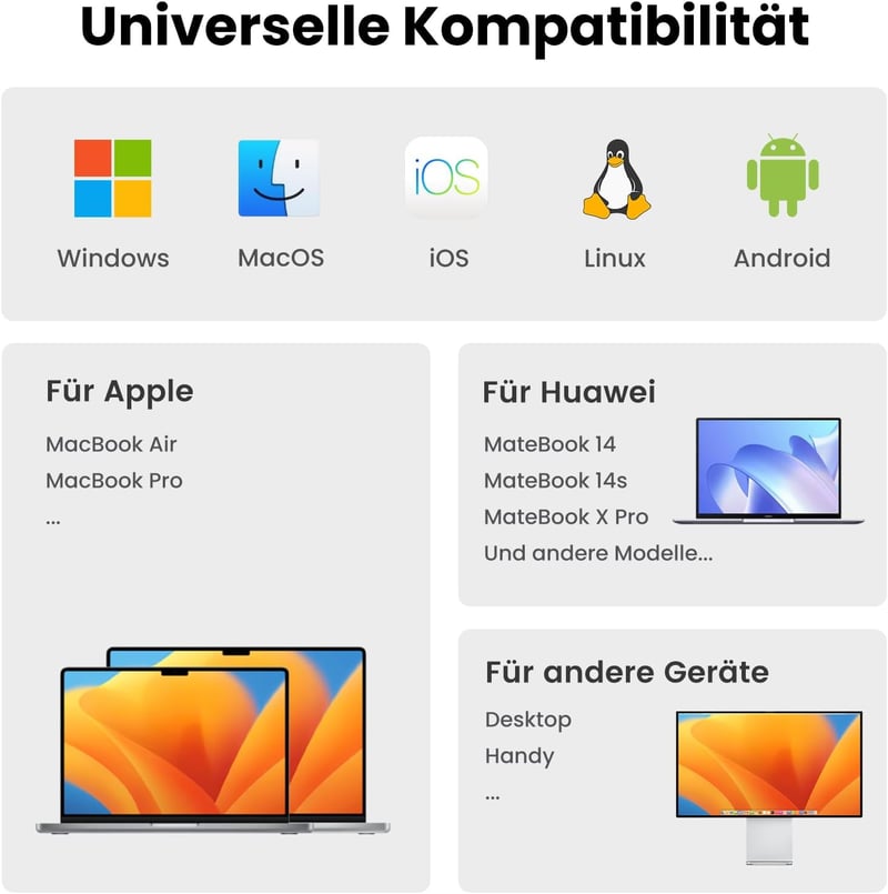 UGREEN Bluetooth billentyűzet-egér szett, vezeték nélküli, német kiosztás