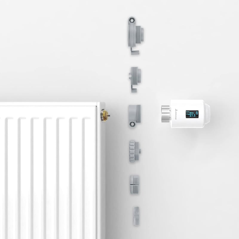 SALCAR okos radiátor termosztát - Alexa és Google kompatibilis, OLED kijelzős, Tuya ZigBee