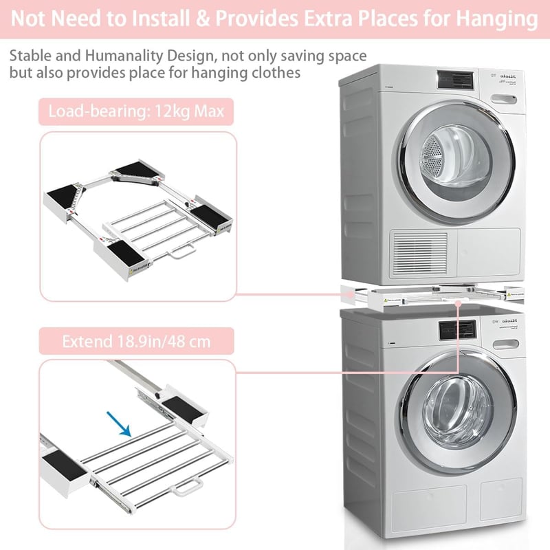 NIUXX Mosógép Szárítógép Köztes Keret Állvány Állítható 53-68cm Törölközőtartóval - Plastic connecting frame - the drawer