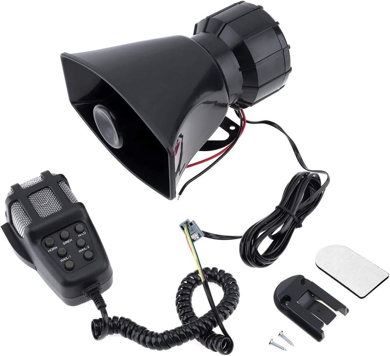 Elektromos 100W-os 12V-os 7 hangú sziréna hangszóróval - autó, motor, mentő, tűzoltó