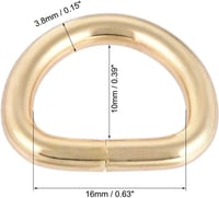 Fém D-gyűrű csat, 16 mm-es, 100 db-os készlet 4
