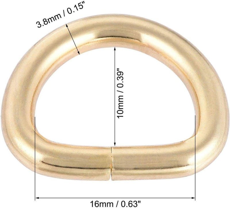 Fém D-gyűrű csat, 16 mm-es, 100 db-os készlet