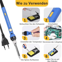Wiecok 60W Forrasztópáka Készlet Állítható Hőmérséklettel 220-480°C, Be/Ki Kapcsolóval, 5 Cserélhető Heggyel, Elektronikai Javításokhoz 5