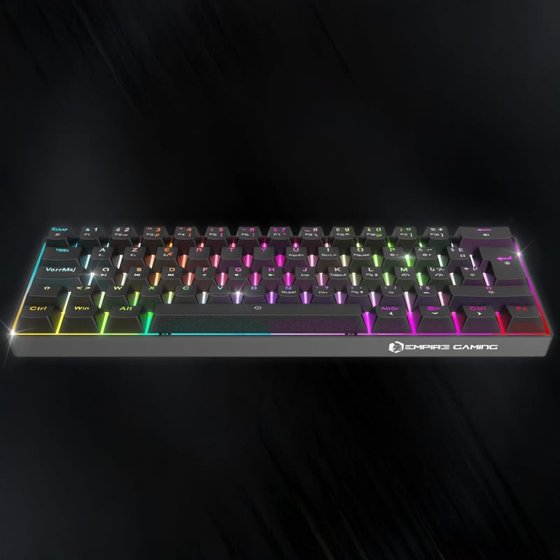EMPIRE GAMING K246 Kompakt Vezeték Nélküli Gamer Billentyűzet TKL 65% WiFi Bluetooth Type-C MX Red Mechanikus Kapcsolókkal RGB Háttérvilágít