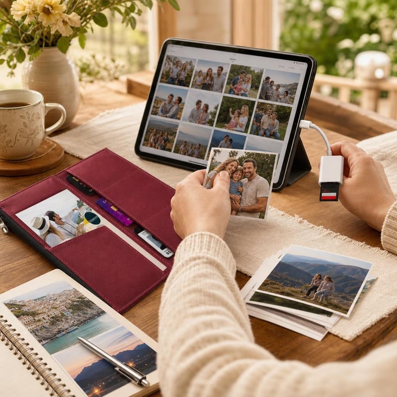 Pachet salvare amintiri: Cititor card Lightning + Stick 128 GB + Husă cu fermoar