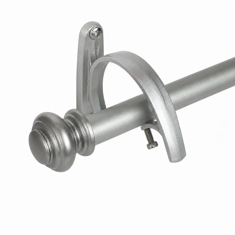 Dvojitá záclonová tyč Decopolitan s koncovkami v tvare urny, antické striebro, 91–183 cm (36–72"), 1 ks tyč (neúplná súprava, použité)