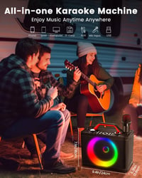 ALPOWL K06 Hordozható Karaoke Gép 2 Mikrofonnal - Dinamikus Fényekkel, TF/USB/AUX/TWS Támogatással, Gyerekeknek és Felnőtteknek Partikra 4