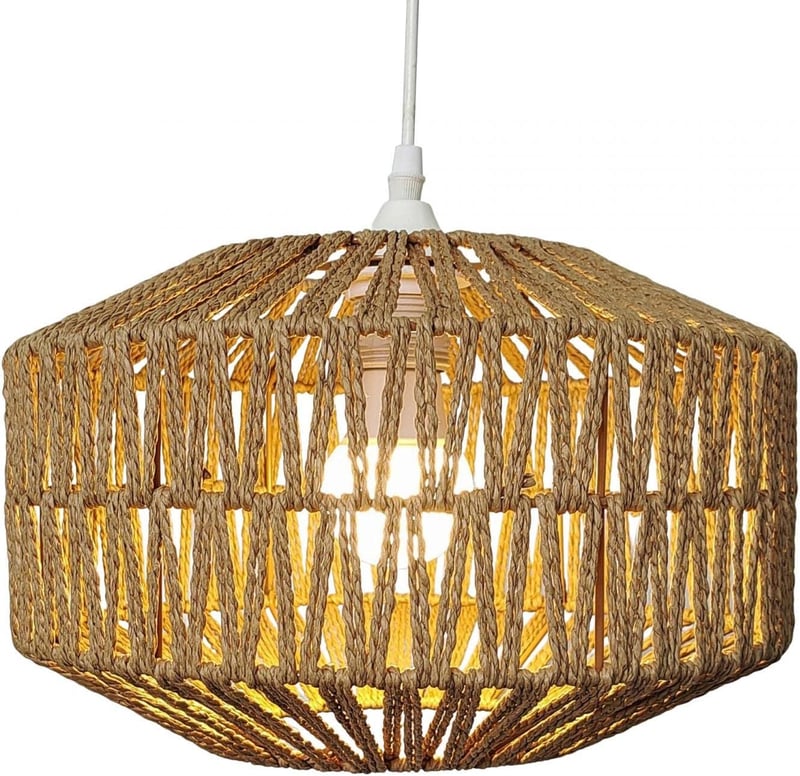 MagiDeal Fonott Papír Lámpaernyő 30x19cm - Kerek Függőlámpa Búra Nappali, Étkező, Hálószoba Dekorációhoz - Klasszikus Rusztikus Stílus - Vil