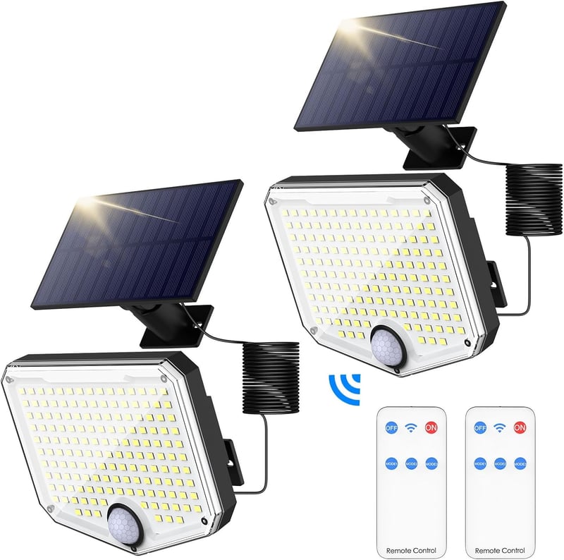 MoKo 222 LED-es napelemes kültéri mozgásérzékelős lámpa, távirányítóval, 2 db