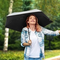 G4Free Kompakt Utazó Esernyő, 115g, Ultrakönnyű, Szuper Kicsi, UPF 50+ Mini UV Napernyő, Szénszálas Bordák, Fekete/Ezüst 6