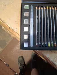 Sada Derwent Graphitint 19-dielna, mix médií – 12 vodou riediteľných farebných ceruziek (4 mm jadro), 6 ks – 2 farby chýbajú (stav: pozri 2. obrázok) 3