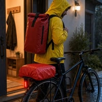 Set za kišne dane na biciklu: stražnje svjetlo + U-lokot + kabanica + vodootporni ruksak + navlaka 1
