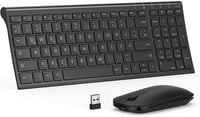 seenda Vezeték Nélküli Billentyűzet és Egér Szett - Ultravékony, Hordozható, Újratölthető, Fekete, PC/Laptop/Smart TV Kompatibilis 1