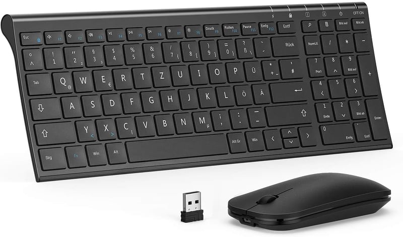 seenda Vezeték Nélküli Billentyűzet és Egér Szett - Ultravékony, Hordozható, Újratölthető, Fekete, PC/Laptop/Smart TV Kompatibilis