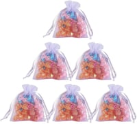 PandaHall Elite Fehér Organza Ajándéktasak Szett - 100 db Matt Ékszertasak Esküvőre, Karácsonyra - Húzózsinóros Ékszertartó Tasak 10x8cm 7