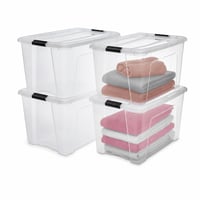 Iris Ohyama NTB-45 prozirna kutija za pohranu s poklopcem, 45 L, set od 4 komada, s kopčama, slaganje jedna na drugu, plastika bez BPA, s ručkom 2
