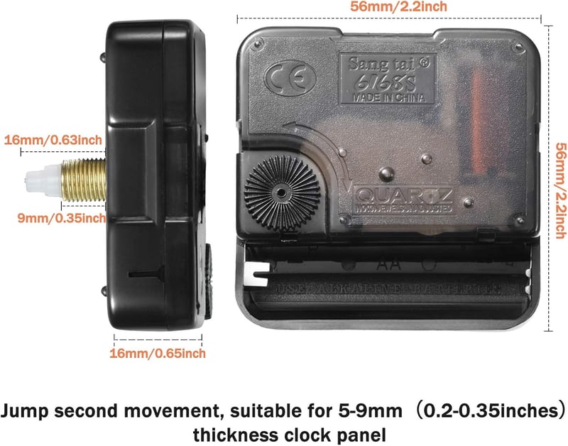 Mudder Nagy Nyomatékú Óraszerkezet Szett - 2 db Hosszú Tengelyes Mechanizmus 5 Pár Mutatóval, Óraalkatrész Csere (16 mm / 0,63 hüvelyk)
