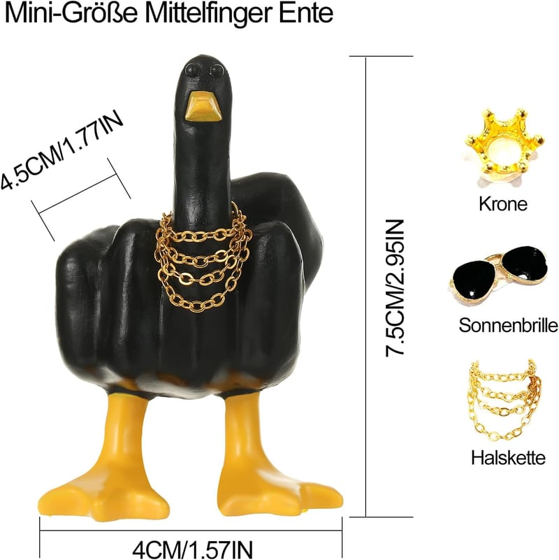KIAYOO Középső Ujjas Kacsa Autó Dekoráció - Vicces Gyanta Szobor Íróasztalra, Műszerfalra - Ajándék Férfiaknak, Nőknek, Barátoknak