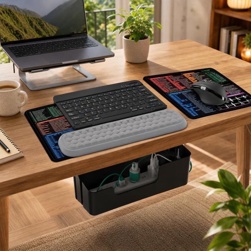 Pachet Home Office: tastatură Bluetooth + mouse wireless + 2 mousepad-uri + suport încheietură