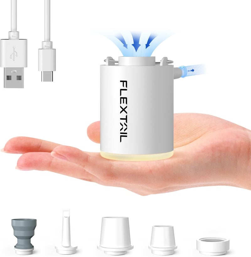 FlexTailGear Mini Pumpa 2024: 4kPa Elektromos Felfújó és Leeresztő Kempingpumpa Lámpával, USB-s