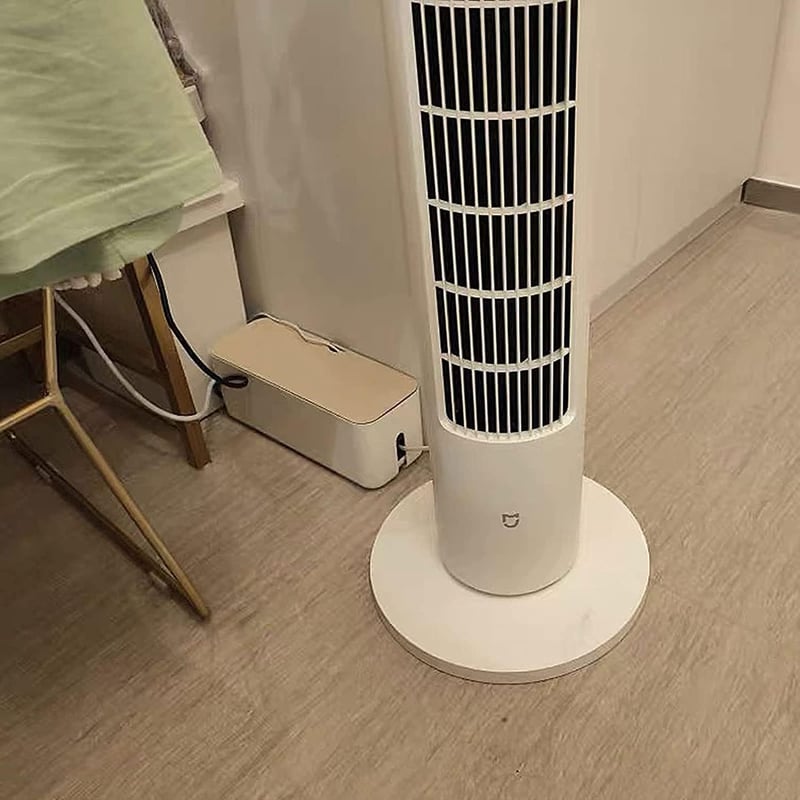 SENENQU Fehér Kábelrendező Doboz Szett Fatetővel, 2 db Nagy és Kis Méretben