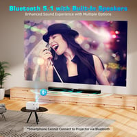 POYBPCY K8 Full HD 1080P WiFi Projektor - 5G/Bluetooth/16000 Lumen/200" Képernyő - Hordozható Házimozi Kompatibilis Okostelefonnal/Fire Stic 5
