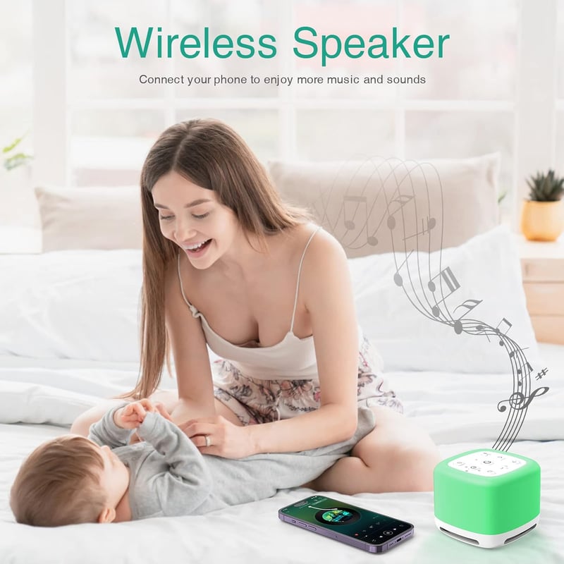 ORIA Fehérzaj Gép 40 Hanggal, Éjjeli Fénnyel és Bluetooth Hangszóróval Babáknak